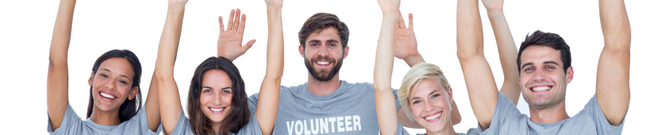 volunteers raising their hands